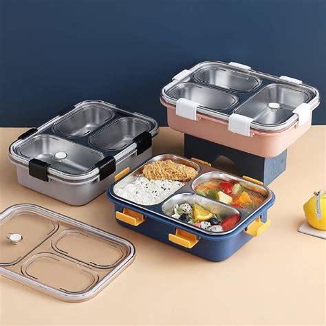 3 compartment lunch box steel|metal lunch box with compartments.